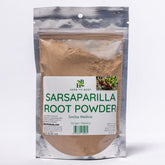 EROS'S NECTAR sarsaparilla root powder supplement in resealable silver pouch with clear front