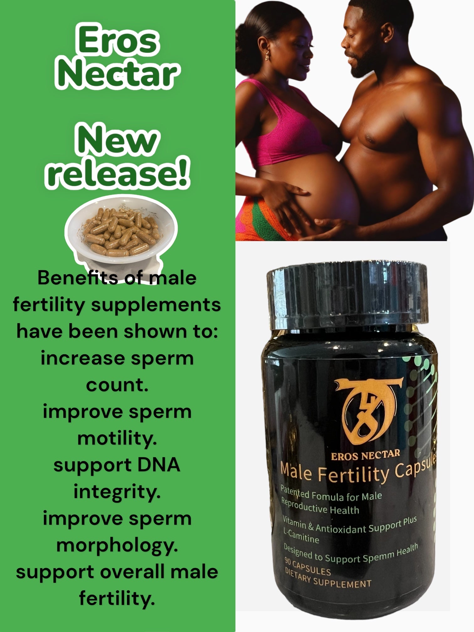 Eros -Ultra Male Fertility Supplements- 90 capsules - EROS NECTAR