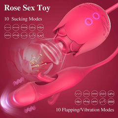 3 in 1 Adult Rose Sex Toys G Spot Vaginal Pussy Clitoralis Stimulator Sucking Falpping Rose Vibrator for Women and Couples