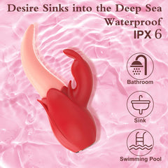 Waterproof Double Stimulation Adult Female Sex Toy Clitoral G Spot Nipple Tongue Licking Vibrating Rabbit Vibrator For Women