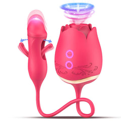 3 in 1 Adult Rose Sex Toys G Spot Vaginal Pussy Clitoralis Stimulator Sucking Falpping Rose Vibrator for Women and Couples