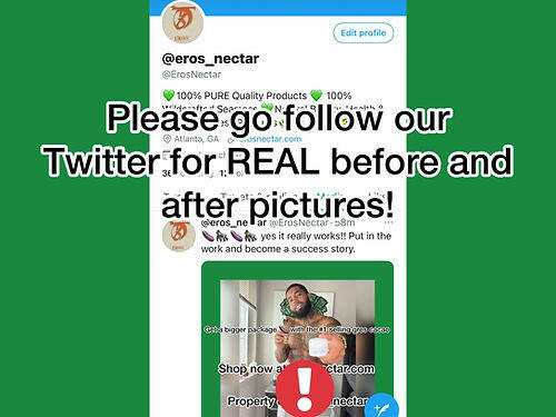 My Store male enhancement duo product promoting natural quality and success stories on social media